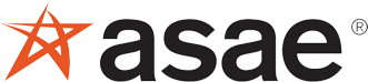 ASAE logo featuring a stylized orange star followed by the lowercase text "asae" in bold black letters.