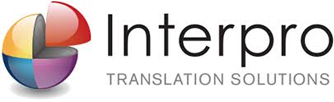 Interpro Translation Solutions logo featuring a 3D multicolored sphere with a red segment removed, alongside the company name in black and gray text.