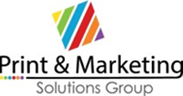 Print & Marketing Solutions Group logo featuring a colorful, slanted square design above the company name in black text.